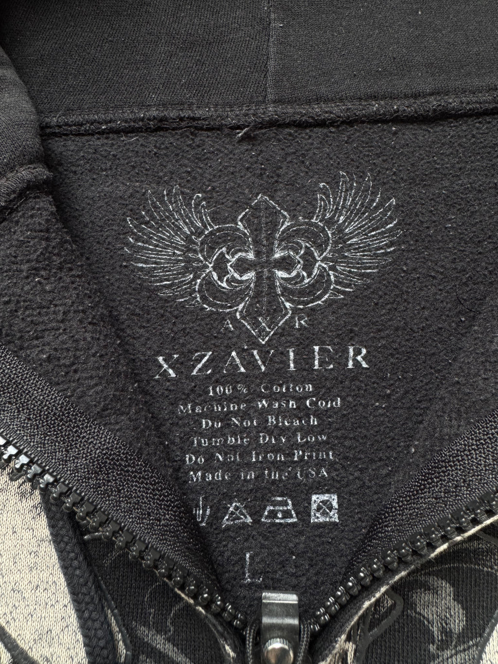 Xzavier Rare Winged Skull Grunge Zip Hoodie
