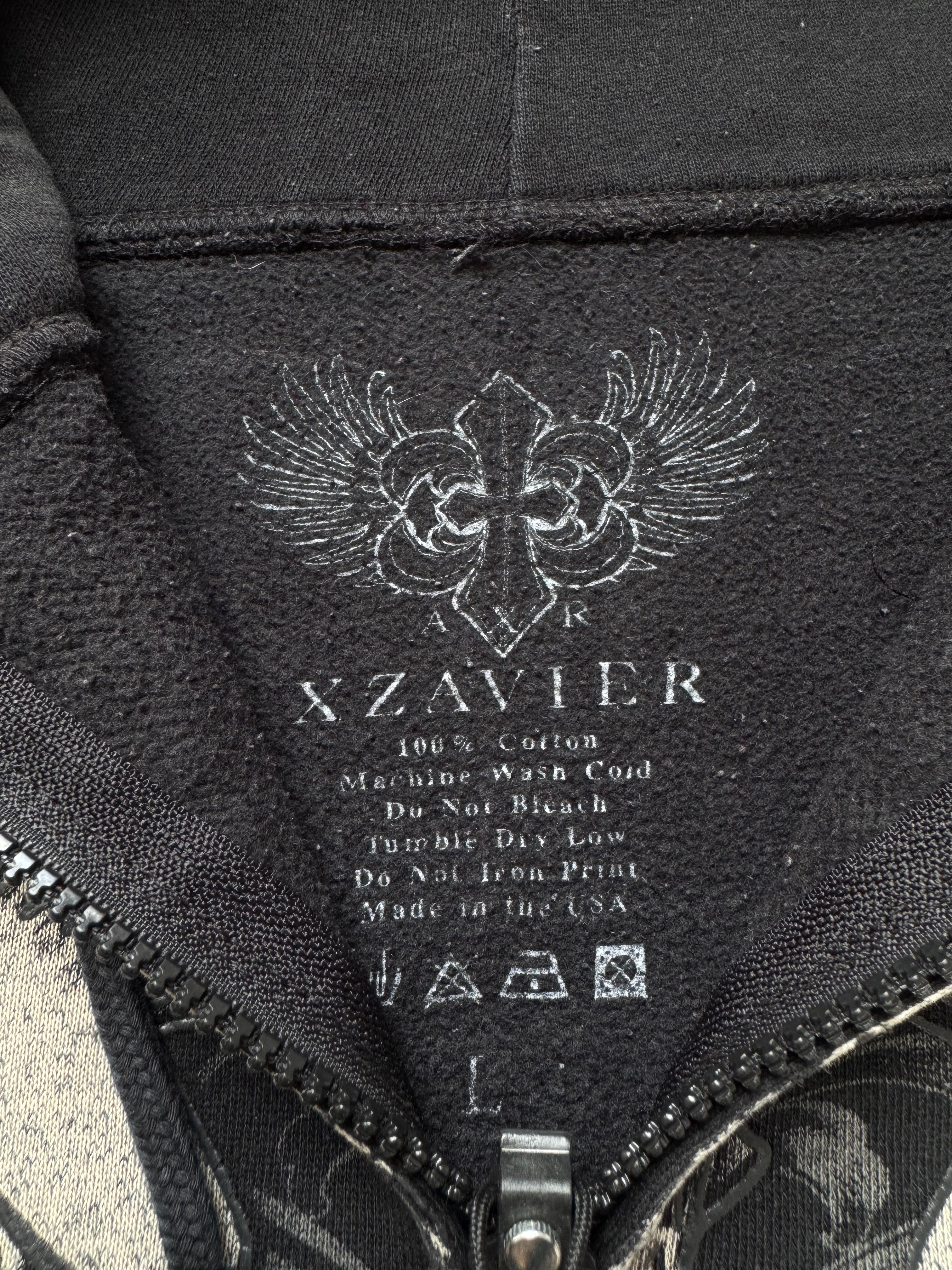 Xzavier Rare Winged Skull Grunge Zip Hoodie