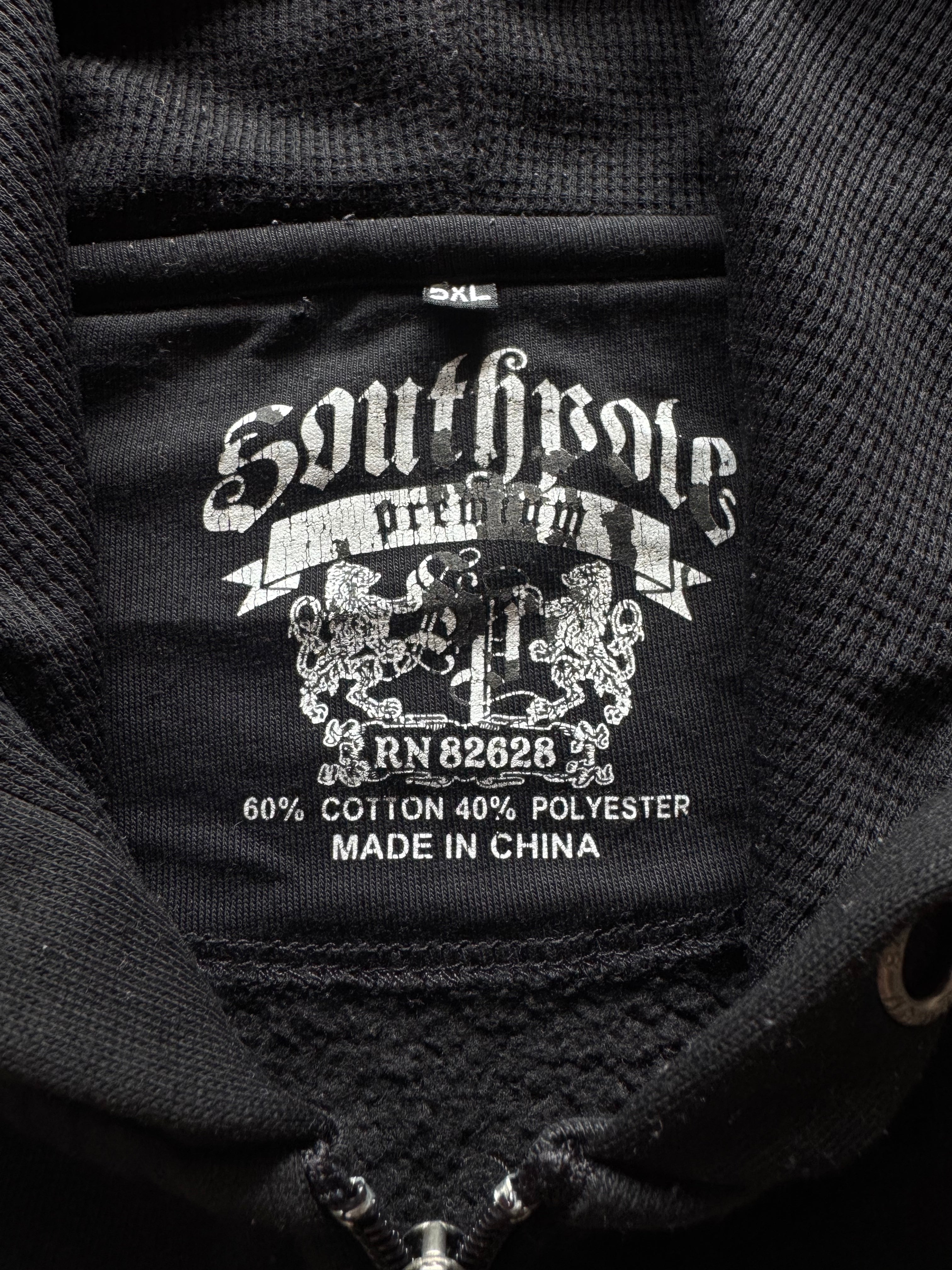 Southpole Zip Hoodie with Snake Skin Embellishments and Wing Print