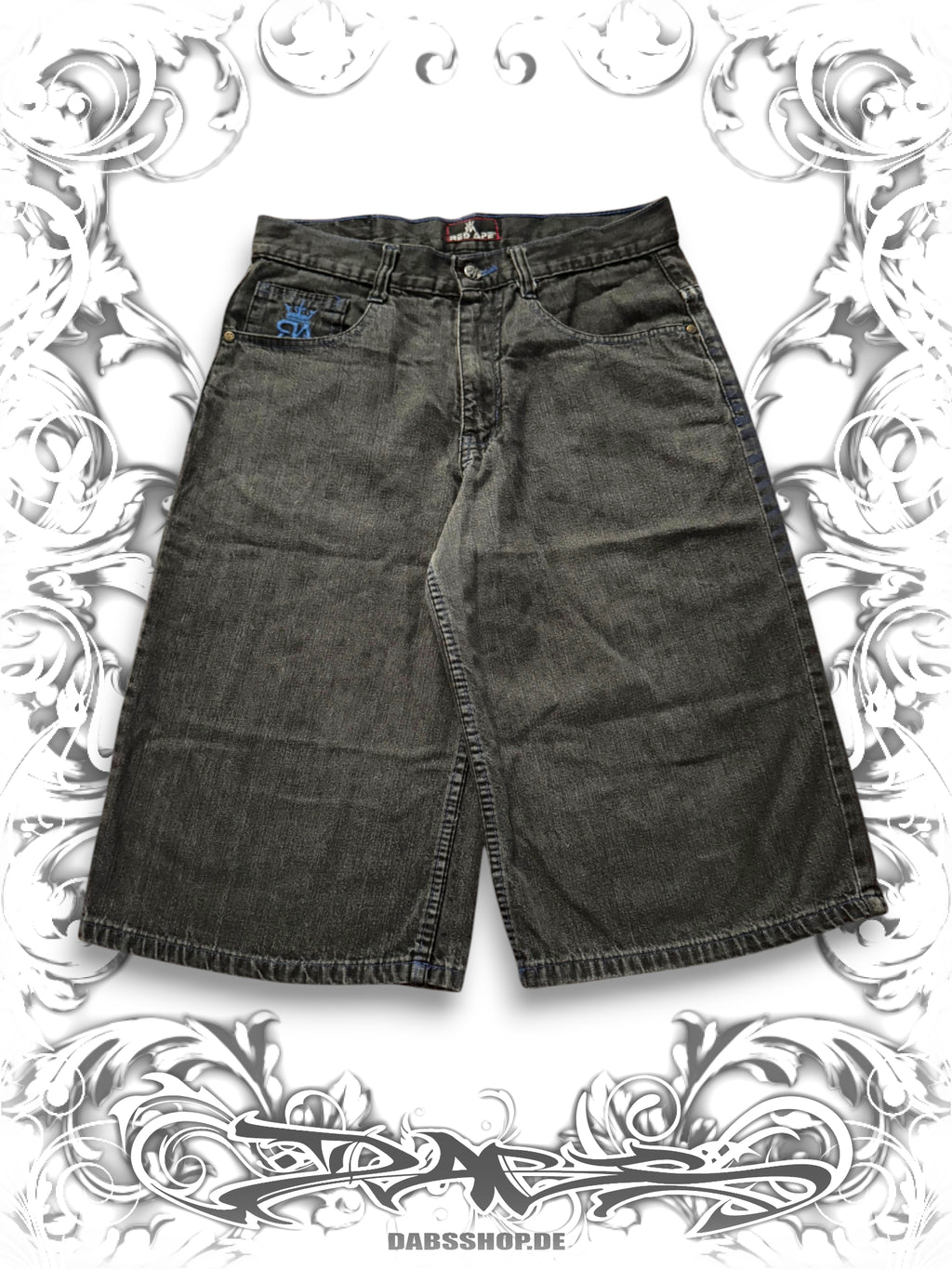Red Ape Blue Embroidered Emblem Vintage Jorts