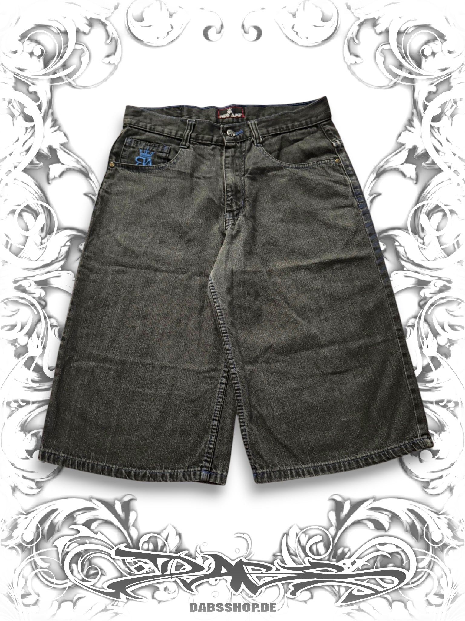 Red Ape Blue Embroidered Emblem Vintage Jorts