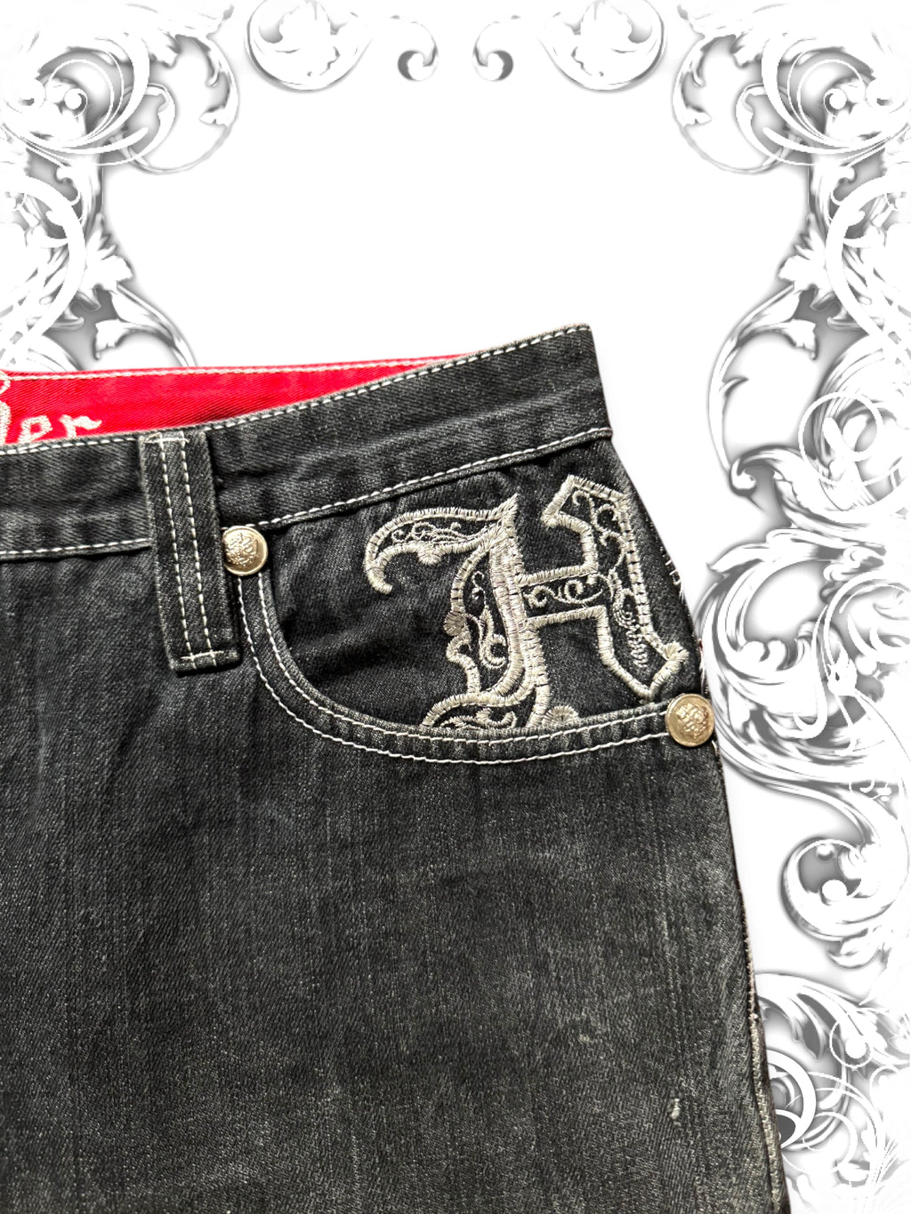 Crown Holder Embroidered y2k Baggy Pants
