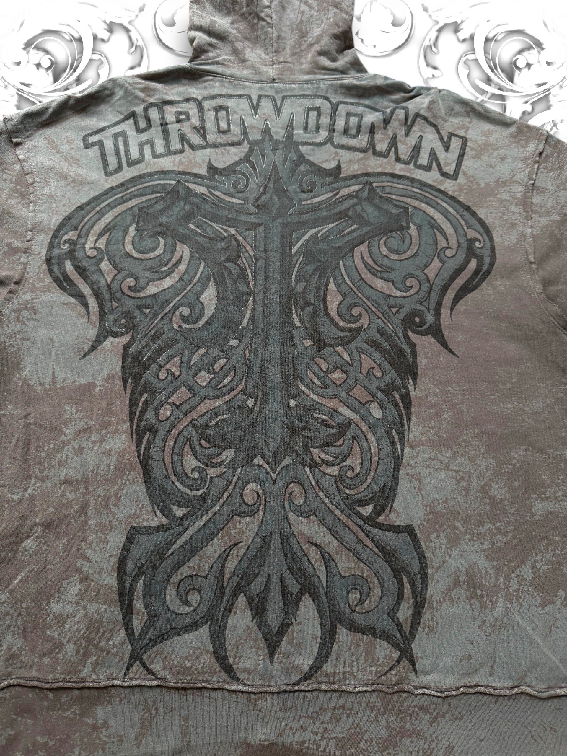 Throwdown Tribal Grunge Zip Hoodie