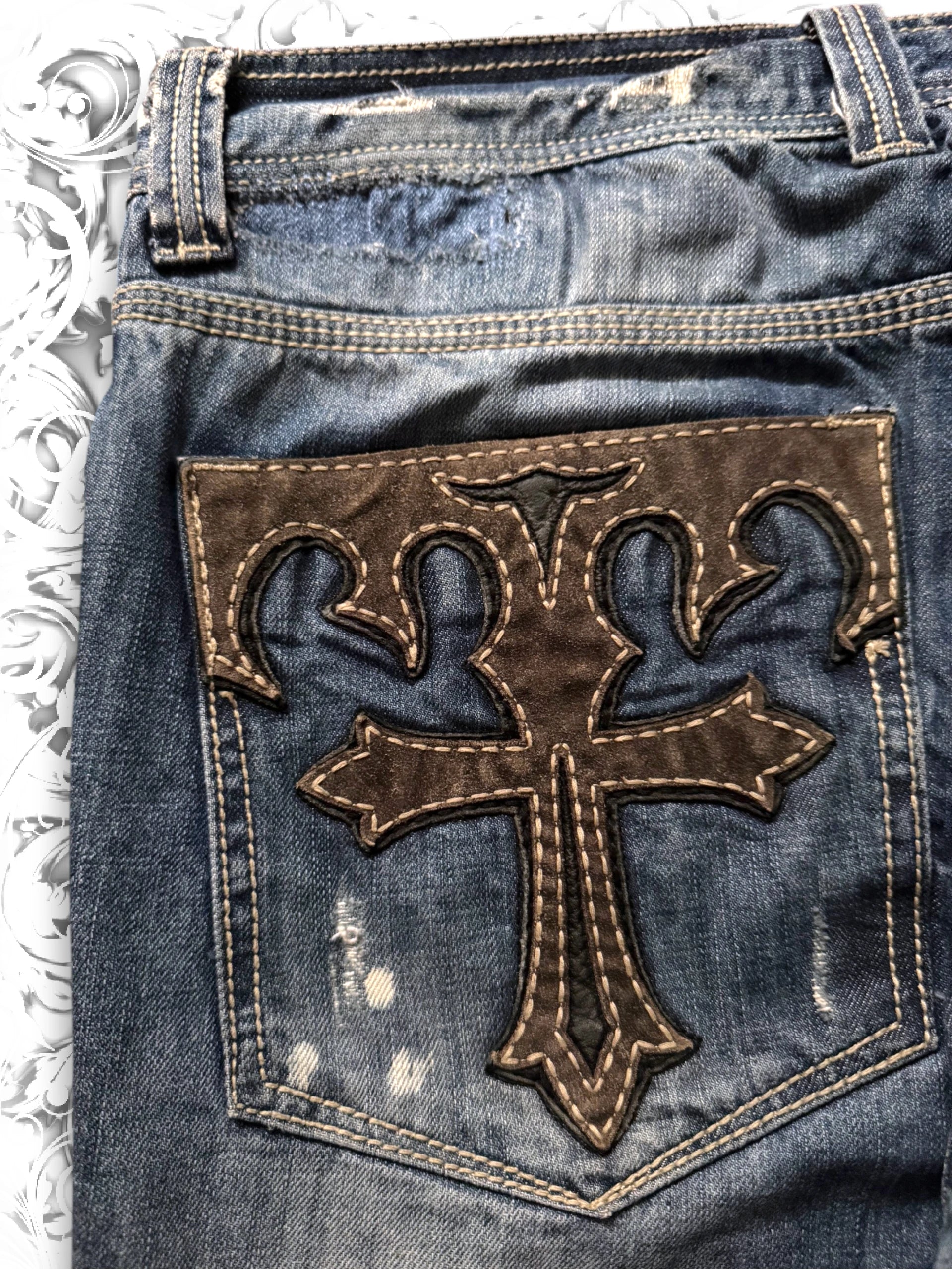 Affliction Distressed 2000s Leather Cross Pants