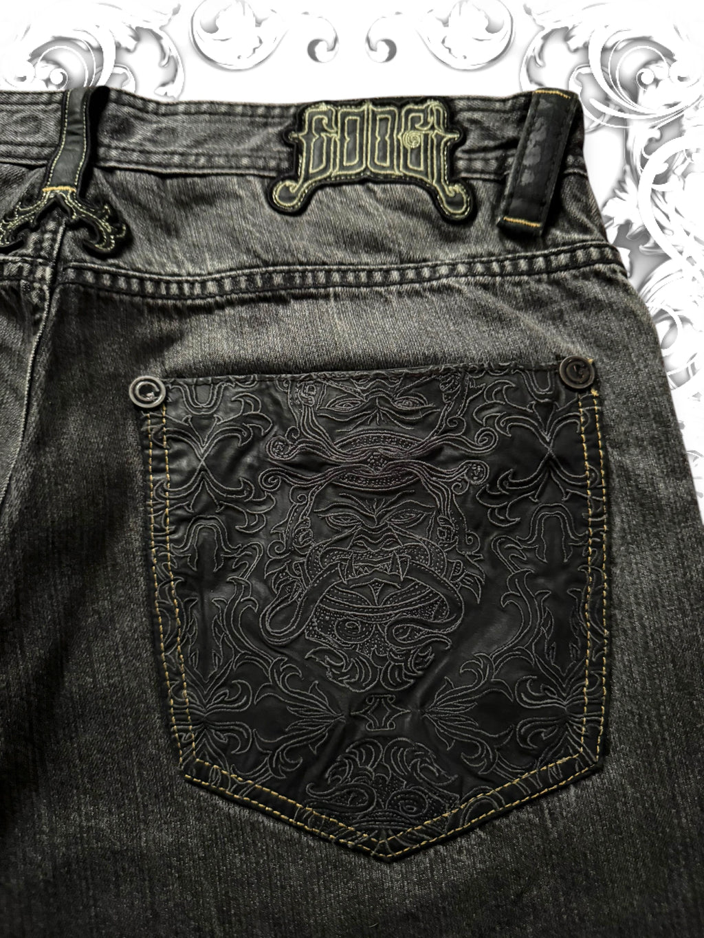 Coogi Black Embroidered Vintage Jorts