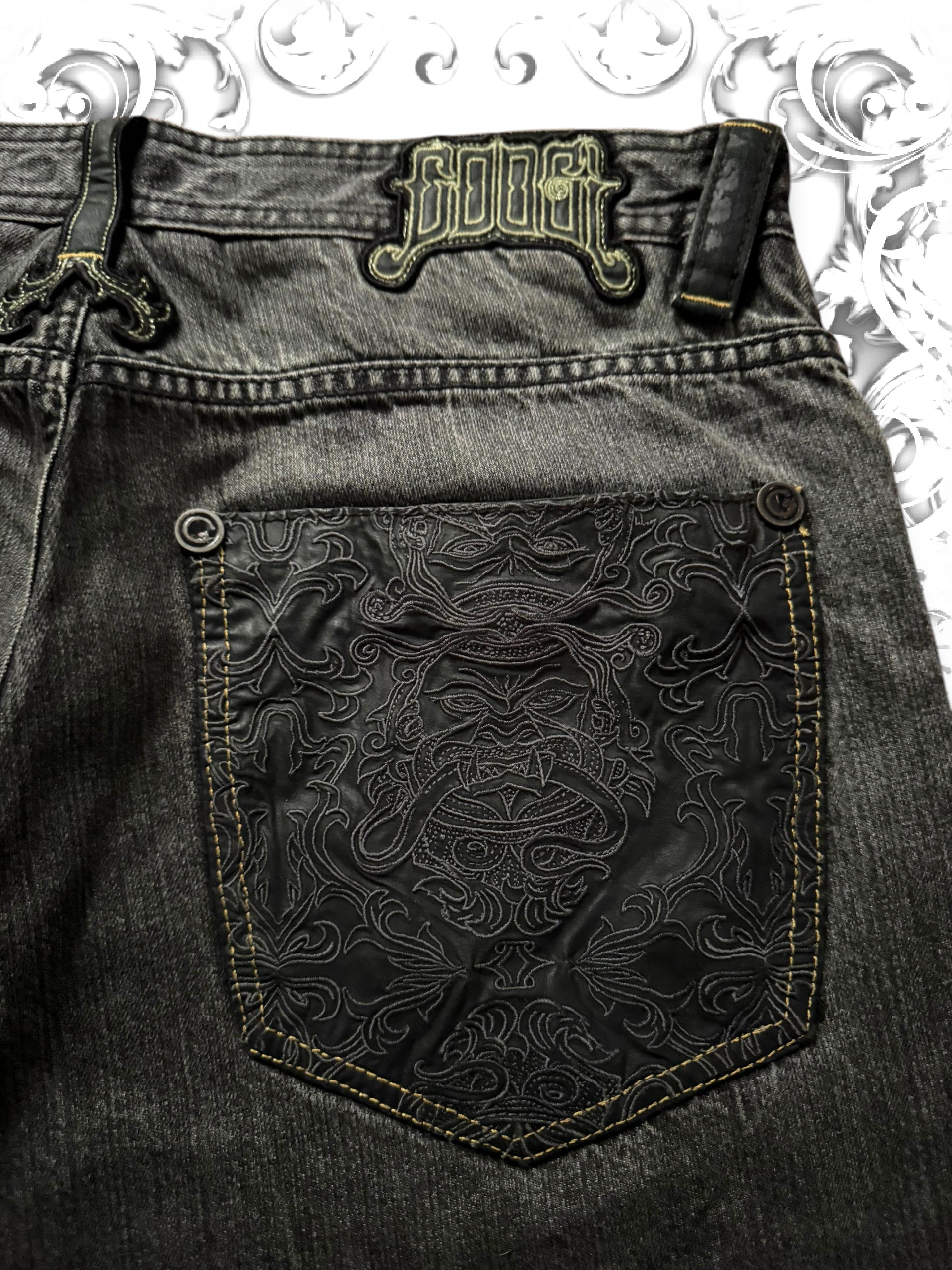Coogi Black Embroidered Vintage Jorts
