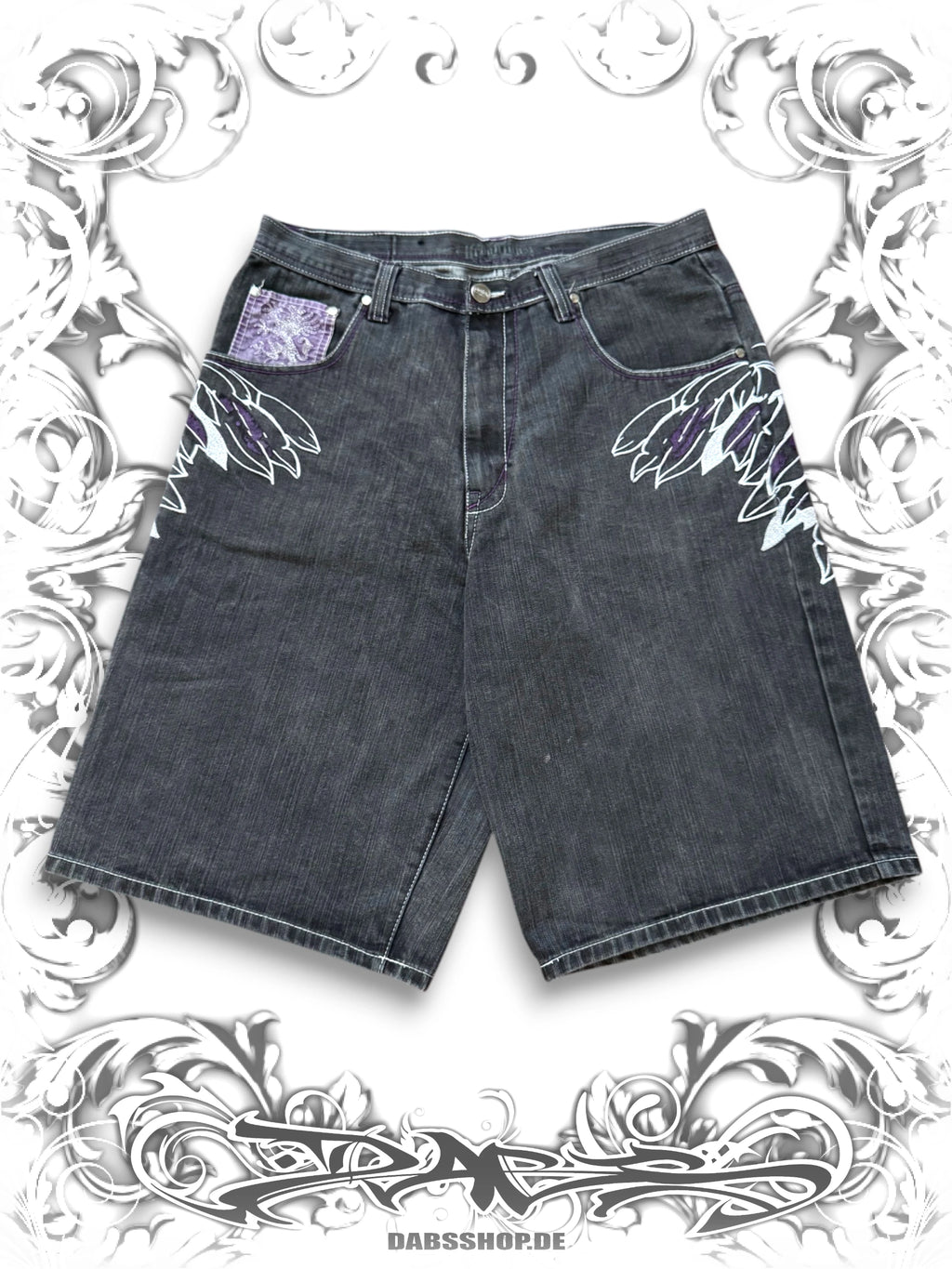 Urban Label "Anarchy" Jorts with Embroidered Wings
