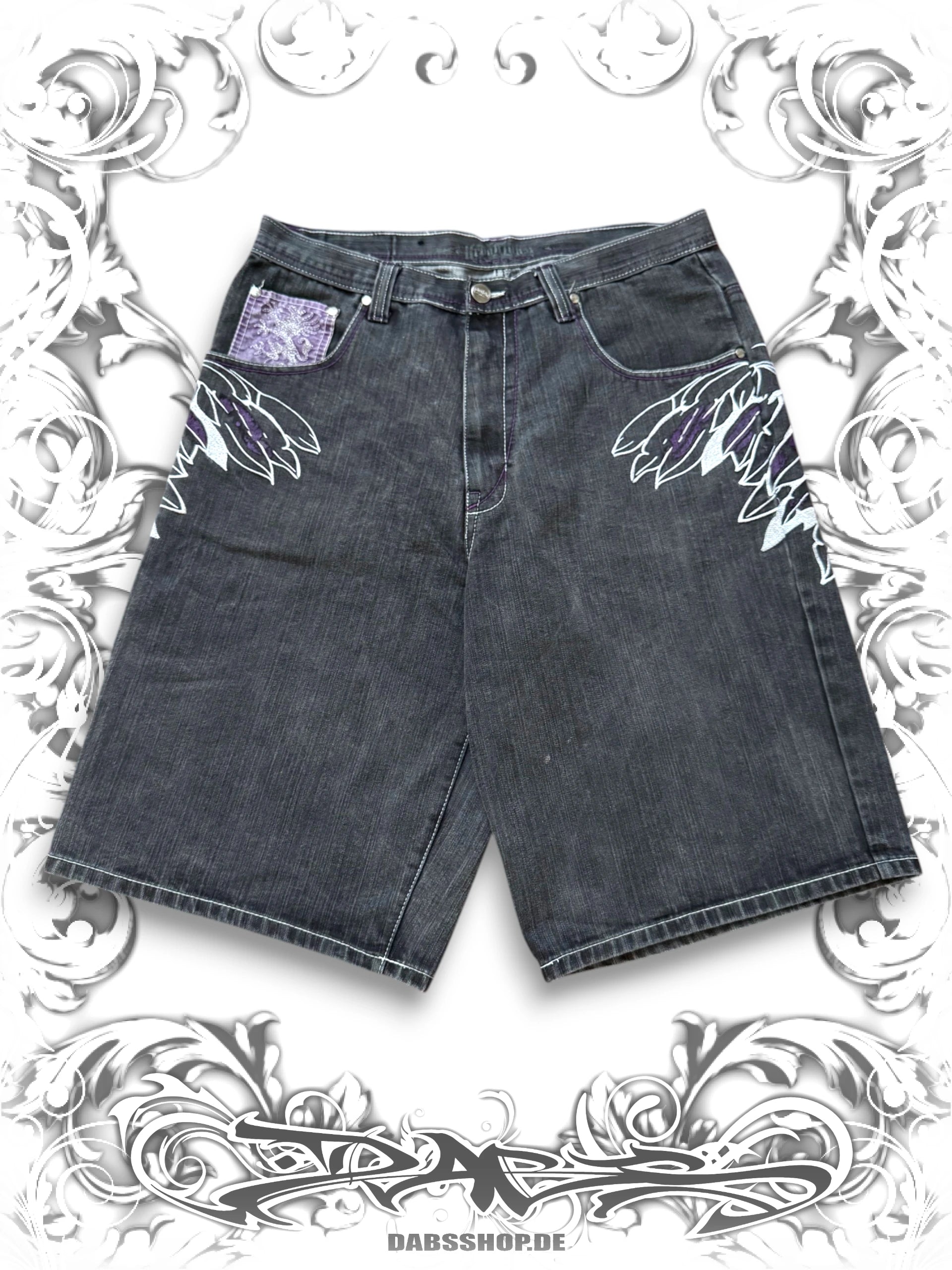 Urban Label "Anarchy" Jorts with Embroidered Wings