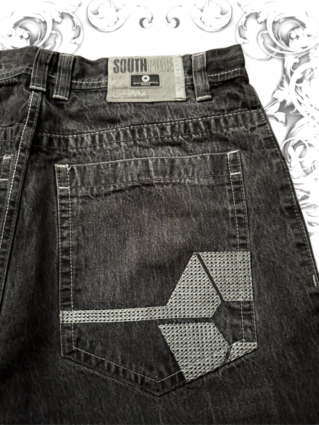 Southpole Black Tab Embroidered Logo Vintage Jorts