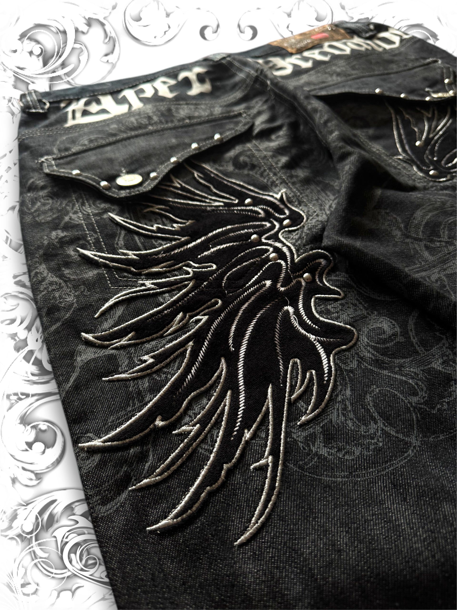 Rare Vintage Raw Blue Apex Predator Pants with Studded Wings