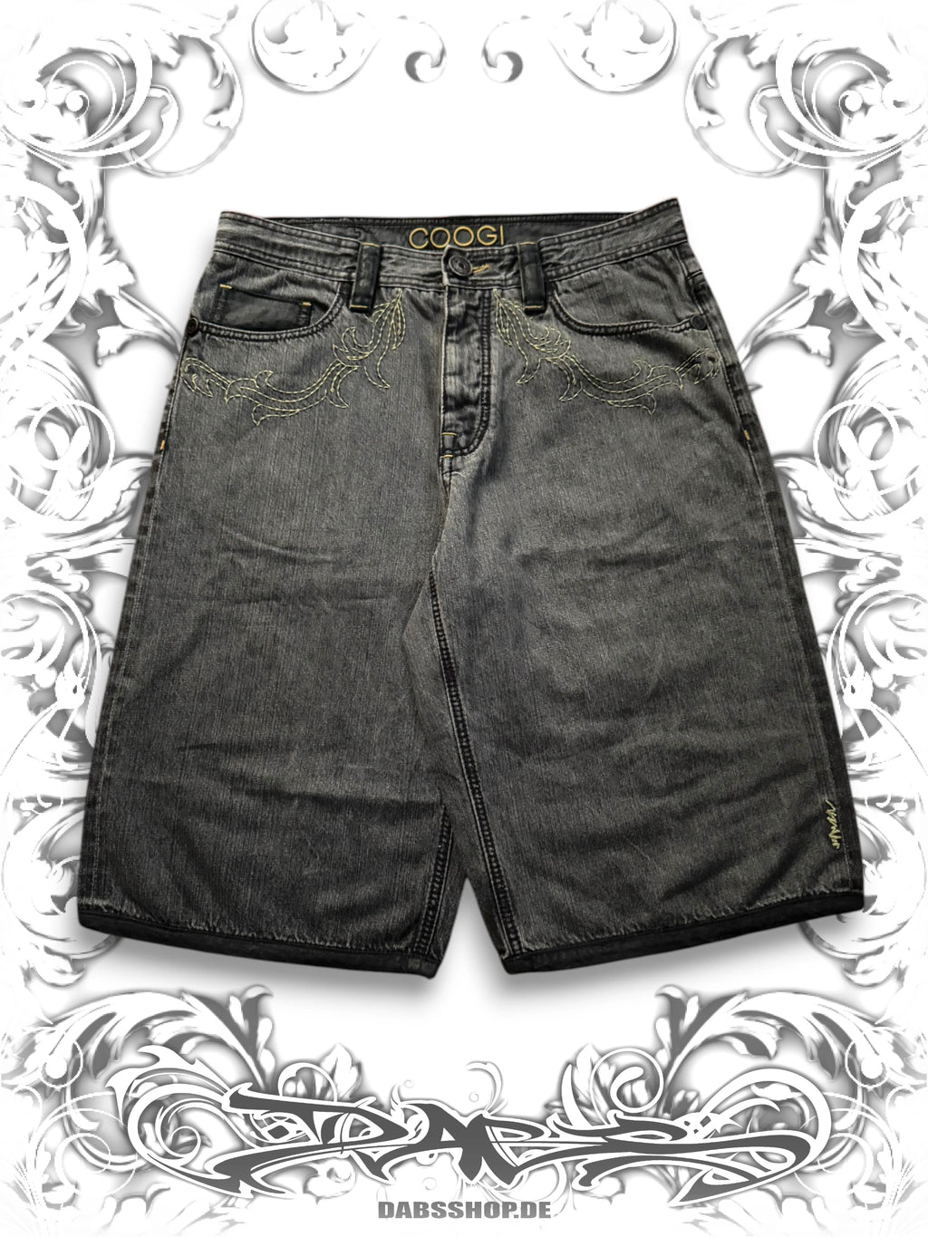Coogi Black Embroidered Vintage Jorts