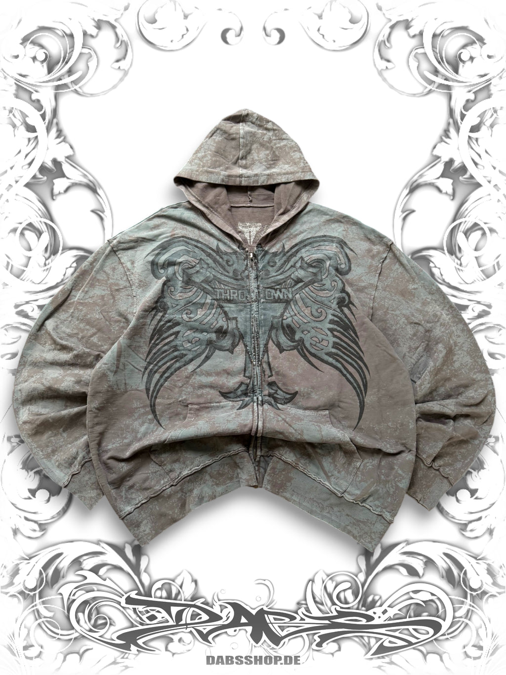 Throwdown Tribal Grunge Zip Hoodie