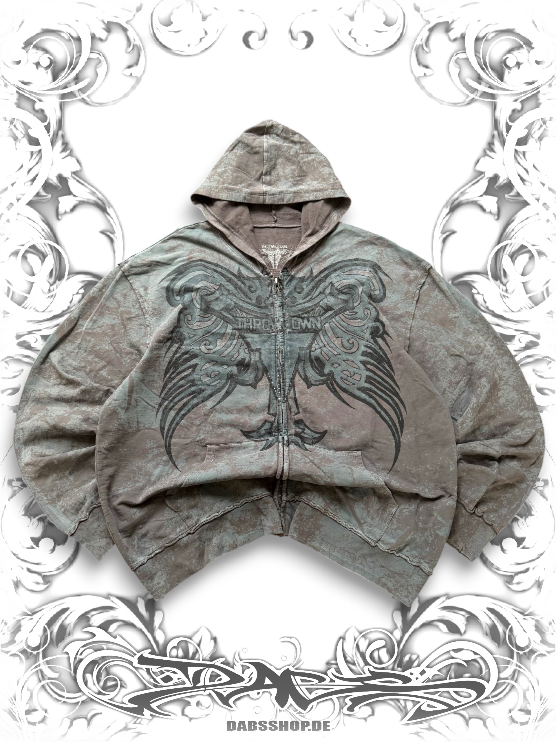 Throwdown Tribal Grunge Zip Hoodie