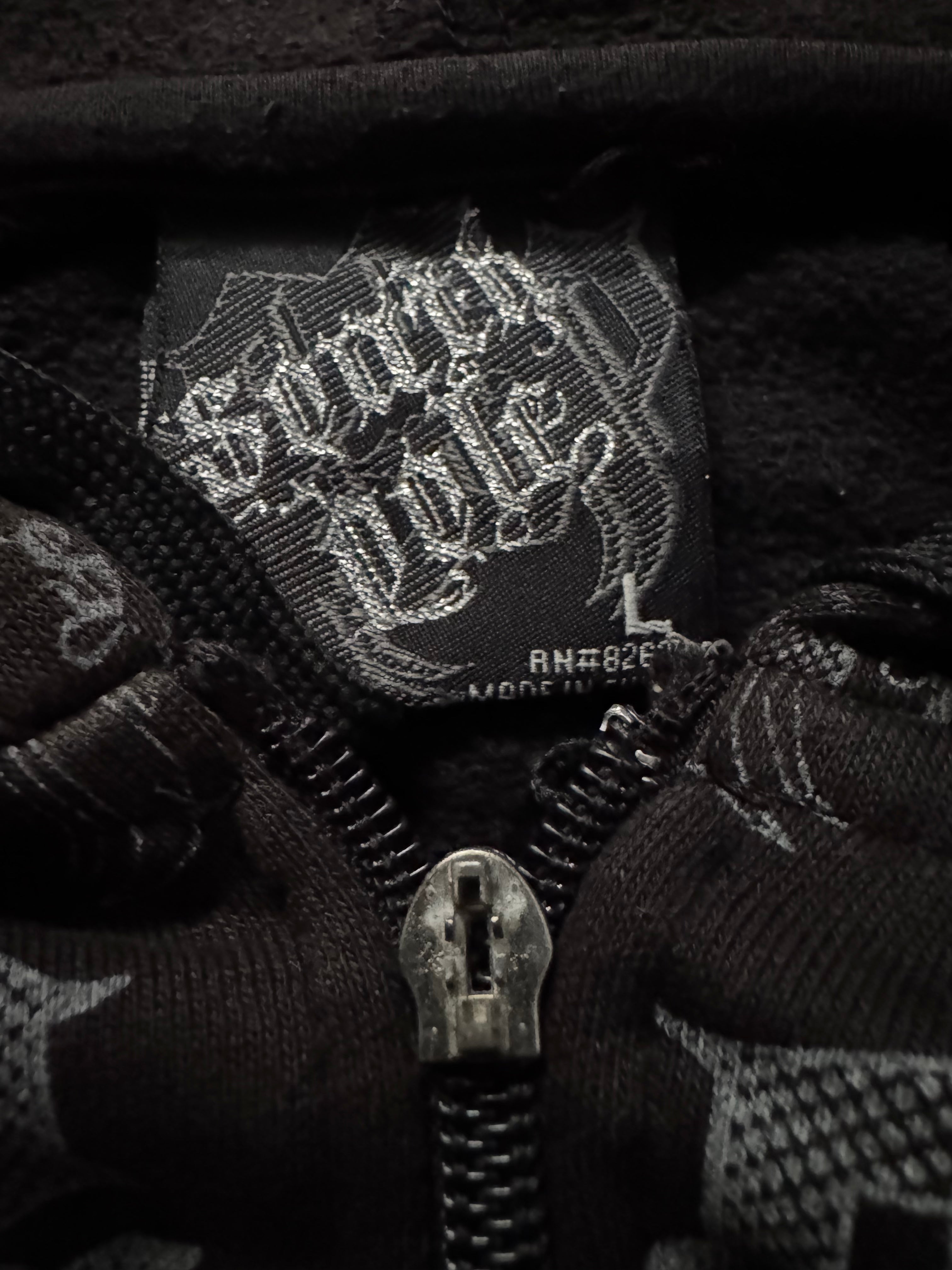Southpole Black 2000s Monogram Zip Hoodie