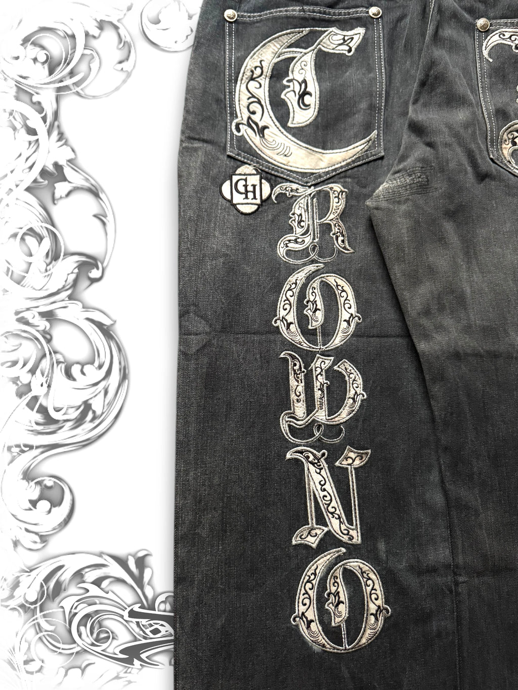 Crown Holder Embroidered y2k Baggy Pants