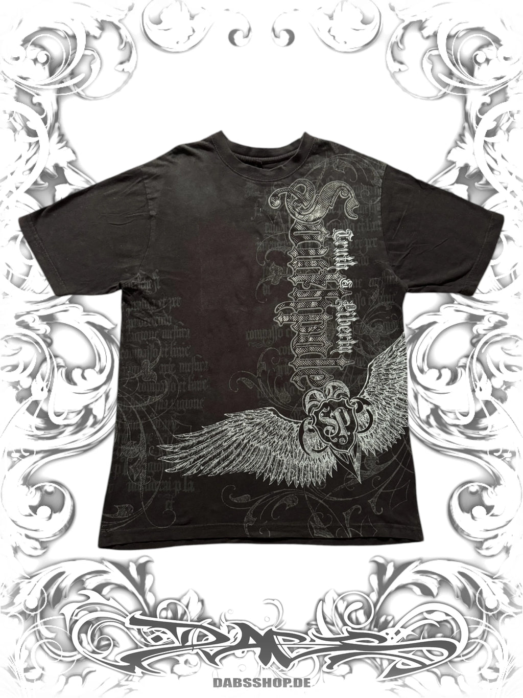 Black Southpole Truth and Liberty oversized winged graphic print t-shirt in y2k style