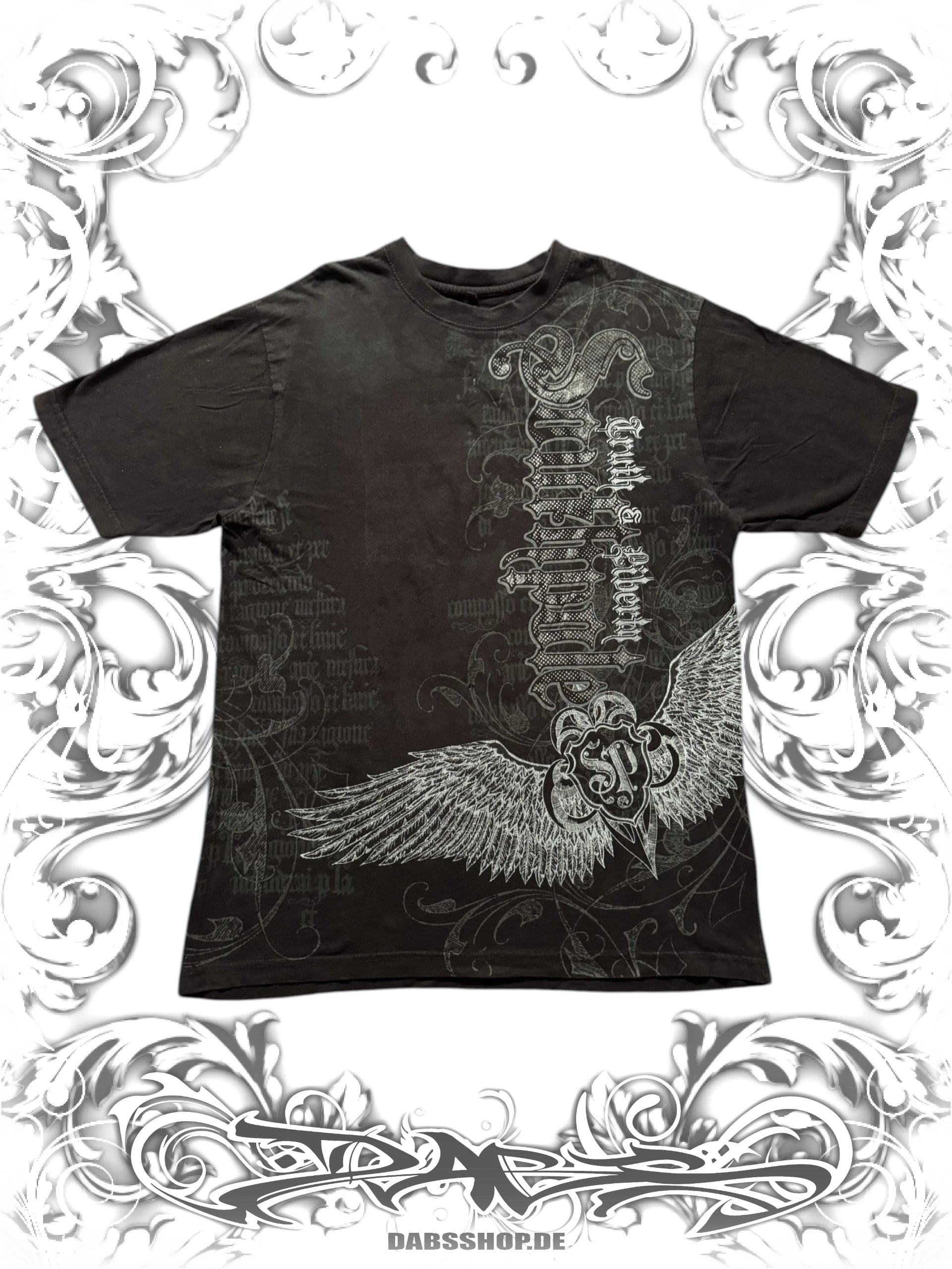 Black Southpole Truth and Liberty oversized winged graphic print t-shirt in y2k style